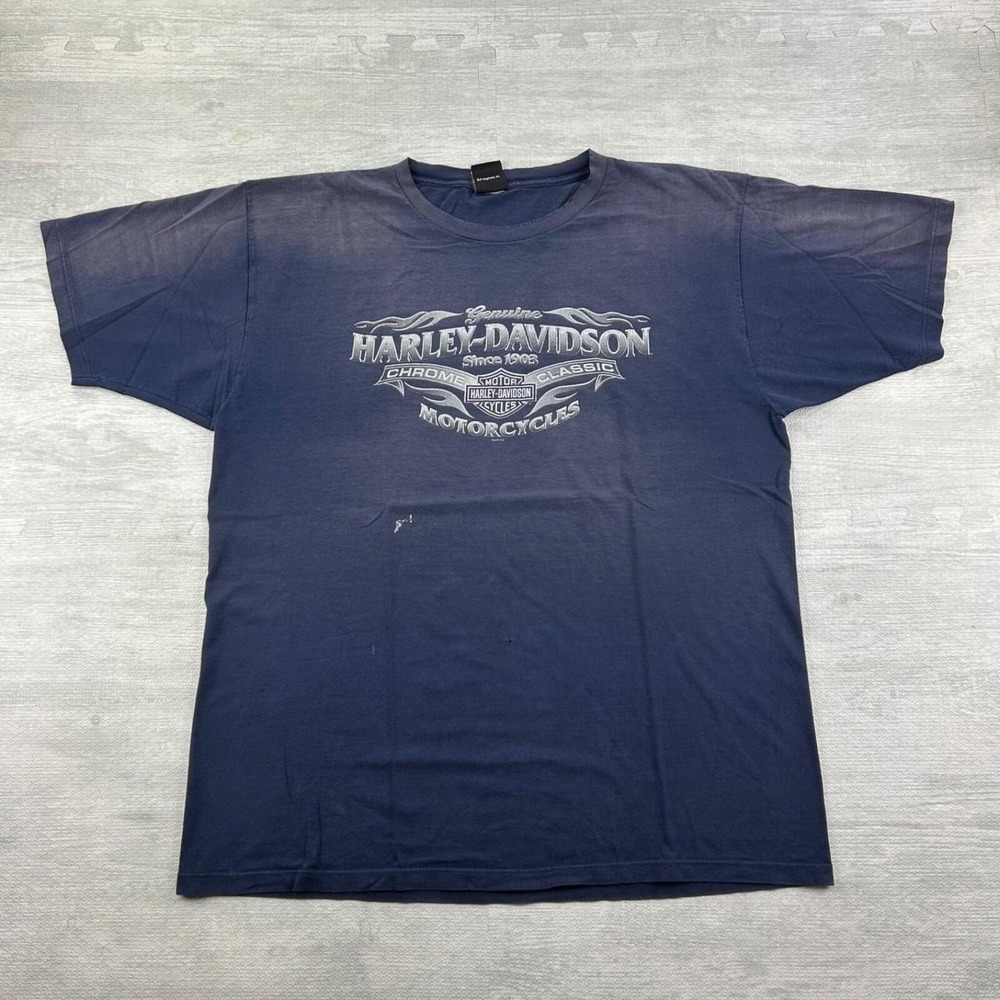 Vintage Harley Davidson Baer Sport Center Shirt Navy Blue Honesdale PA